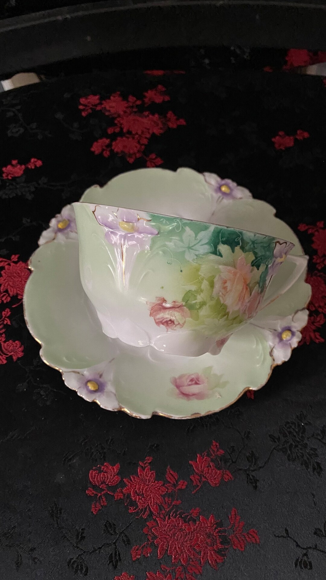 Vintage James Kent Longton Tea Cup and Saucer in Green