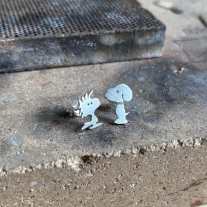 Earrings Snoopy and Woodstock silver