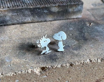 Earrings Snoopy and Woodstock silver