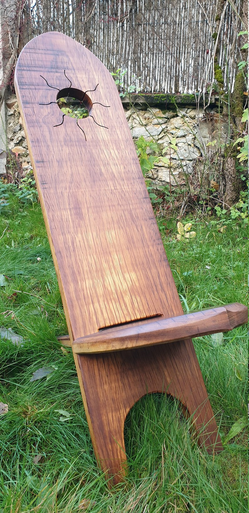 Very Beautiful Viking Chair in Solid Iroko Sun Motif Example Etsy