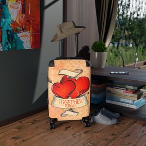 Together Forever in LOVE Custom Cabin Suitcase (Wedding gift, Anniversary gift, Valentine&#39;s Day gift, Retro style gift)
