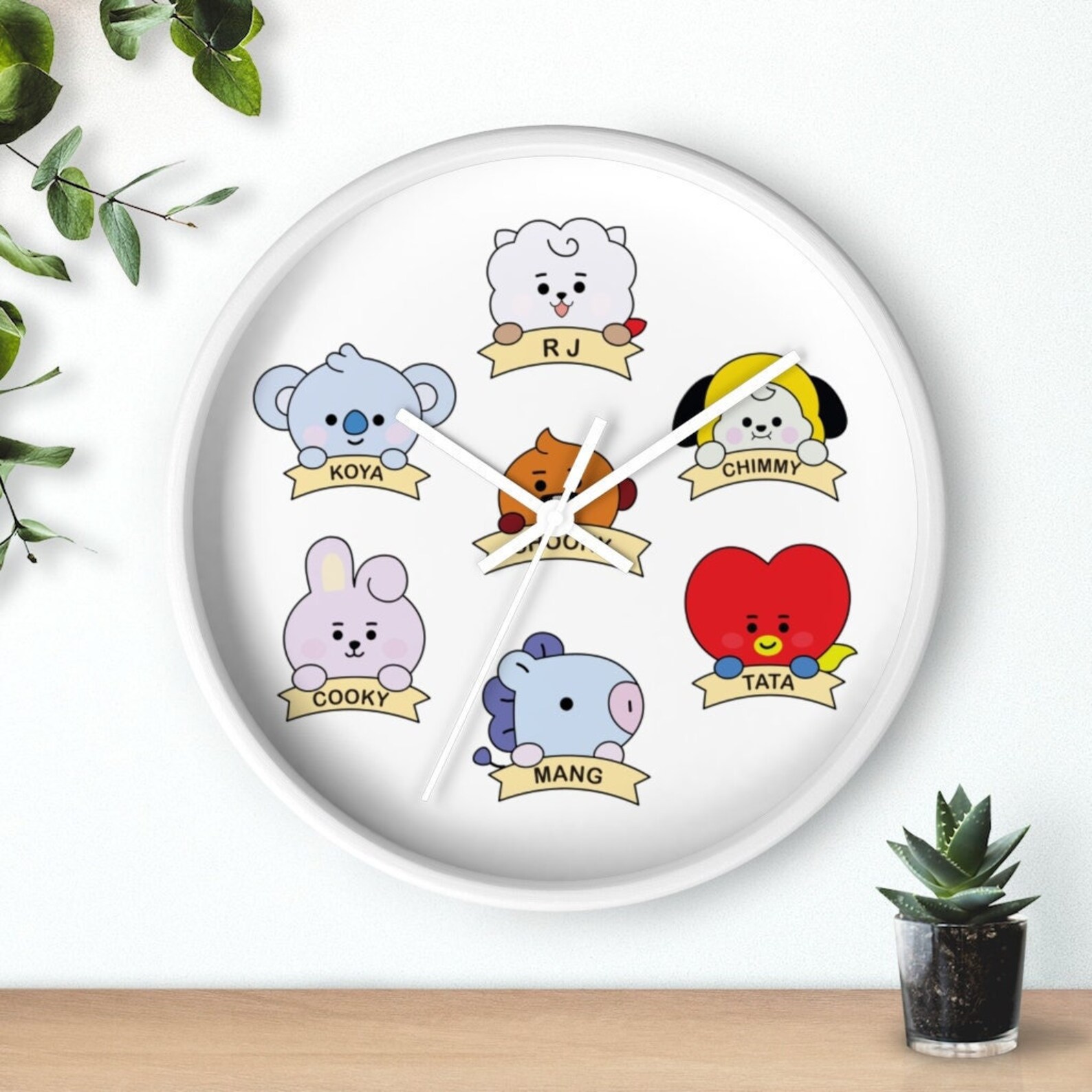 BTS BT21 Inspired Wall Clock / Kids Room Decoration Etsy