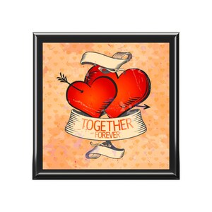 RETRO Hearts TOGETHER FOREVER Jewelry Box 6&quot; X 6&quot; (180.97mm X 180.97mm)