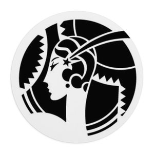 Retro Lady black & white round Mouse Pad