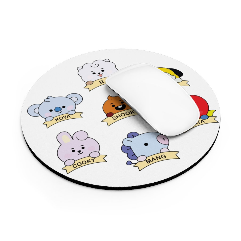 BTS BT21 characters inspired Round Mouse Pad / K-Pop gifts