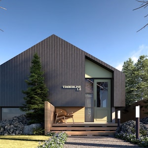 Modernes Gartenhaus+Hinterhof Landschaftsdesign mit kleinem Pool & Feuerstelle Layout (Digital Blueprint)