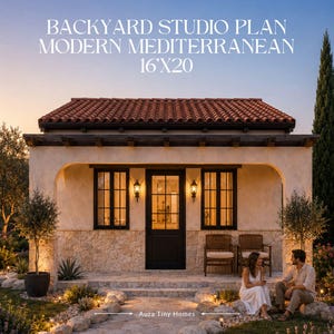 Backyard Studio Plan | 16x20 320 Sqft Mediterranean Guest House Design (PDF)
