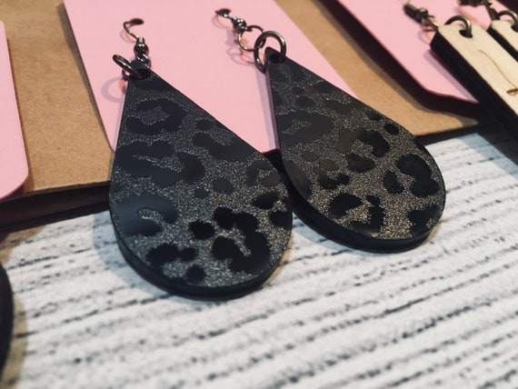 Acrylic leopard earrings deals