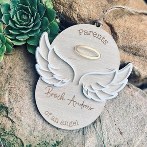 Parents of an angel ornament SVG, Personalized laser cut file, SVG File, Laser cutting, Glowforge Ready, make custom memorial ornament