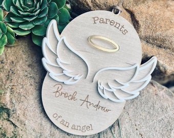 Parents of an angel ornament SVG, Personalized laser cut file, SVG File, Laser cutting, Glowforge Ready, make custom memorial ornament