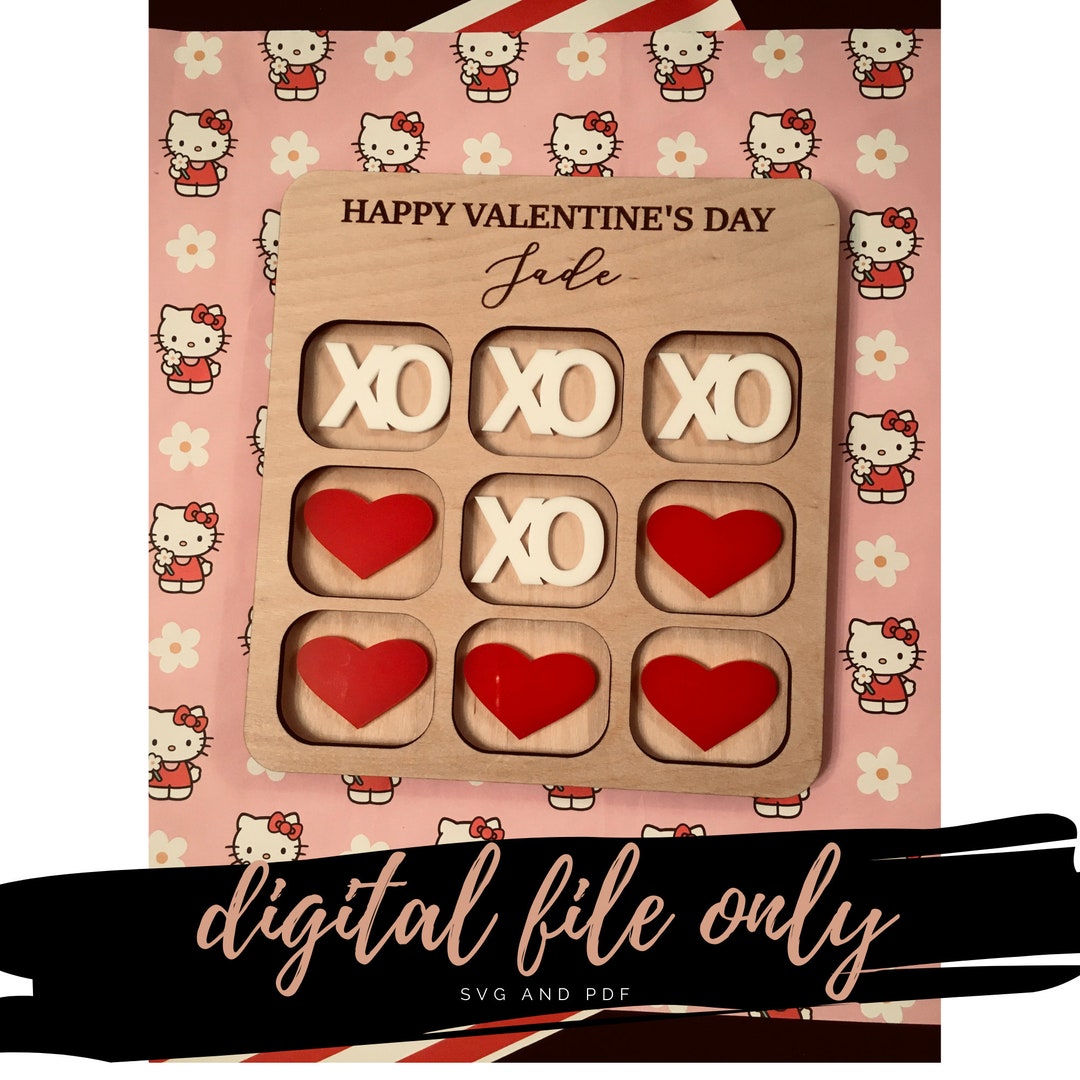 Personalized Valentine's Day Tic Tac Toe Game for Kid's, SVG File ...