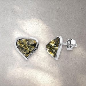 Cute Cognac Amber Heart Stud Earrings