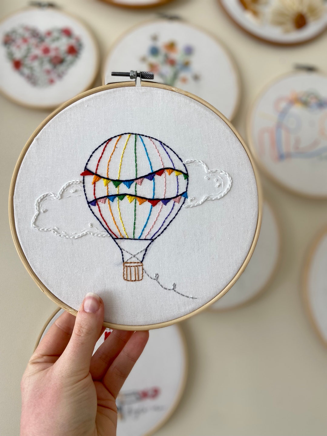 Hot Air Balloon Rainbow Beginner PDF Embroidery Pattern Instant Downland - Etsy hot-air-balloon-rainbow-beginner-pdf-embroidery-pattern-instant-downland-etsy