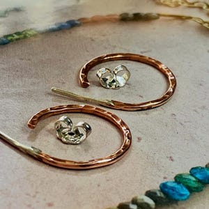 1/2 inch round Copper Hoop Earrings,Handmade Jewelry, Gift for Women