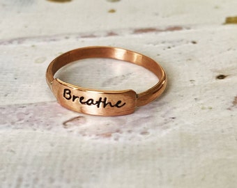 Breathe Thumb Ring, Copper Stacking ring,  Hand Made Jewelry, Gift