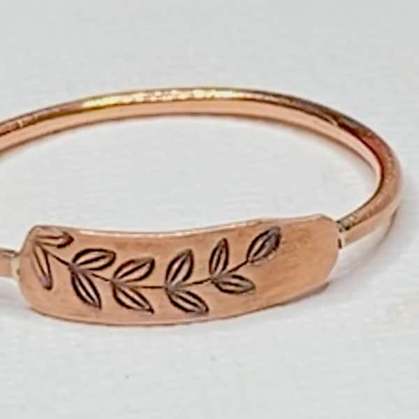 Rustic Copper Wildflower Ring, Handmade Ring, Hand Stamped Floral Design, Minimalist Jewelry, Gift for Her