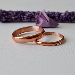 Set of 2 copper ring bands, Alternative wedding rings, gifts, Promise rings
