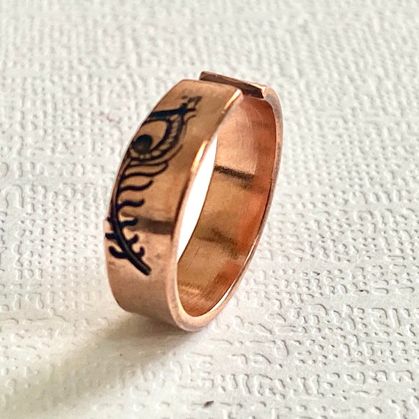 Copper Ring ,Peacock Feather Ring, Arthritis Relief Jewelry, Gift