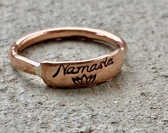Namaste Copper ring, Thumb Ring, Stacking ring,  Handmade Gift
