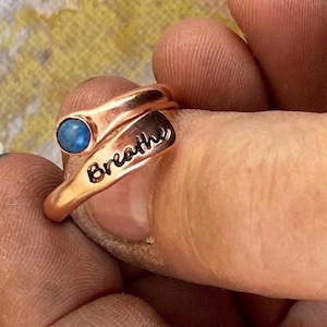 Copper Message Jewelry, Wrap ring, 4mm Gemstone ,Gift