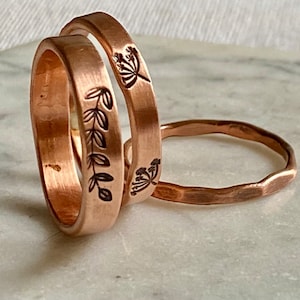 Arthritis relief Jewelry /Christmas gift/ Flowers and dandelions Copper set of 3 rings