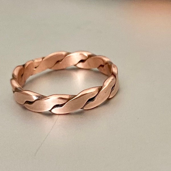 Copper Ring Braided, Twisted copper ring, arthritis relief jewelry, gift