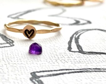 Gold filled heart Rings, Promise ring, Love you more heart ring, Textured ring, Gift for women