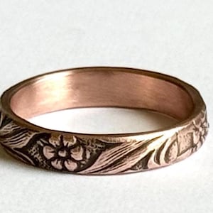 Copper Flower Stacking Ring/Arthritis Relief Jewelry