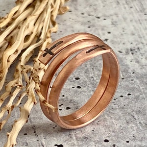 Copper religious cross ring, minimalist copper wrap ring, Adjustable Gift image 5