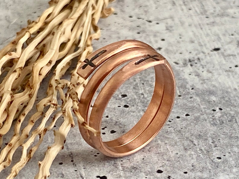 Copper religious cross ring, minimalist copper wrap ring, Adjustable Gift image 5