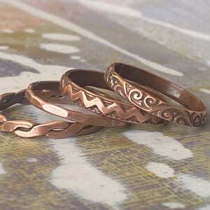 Copper Zigzag pattern Ring Band, Arthritis relief Ring, Stacking Ring Copper, Textured Ring Band, Thumb ring image 4