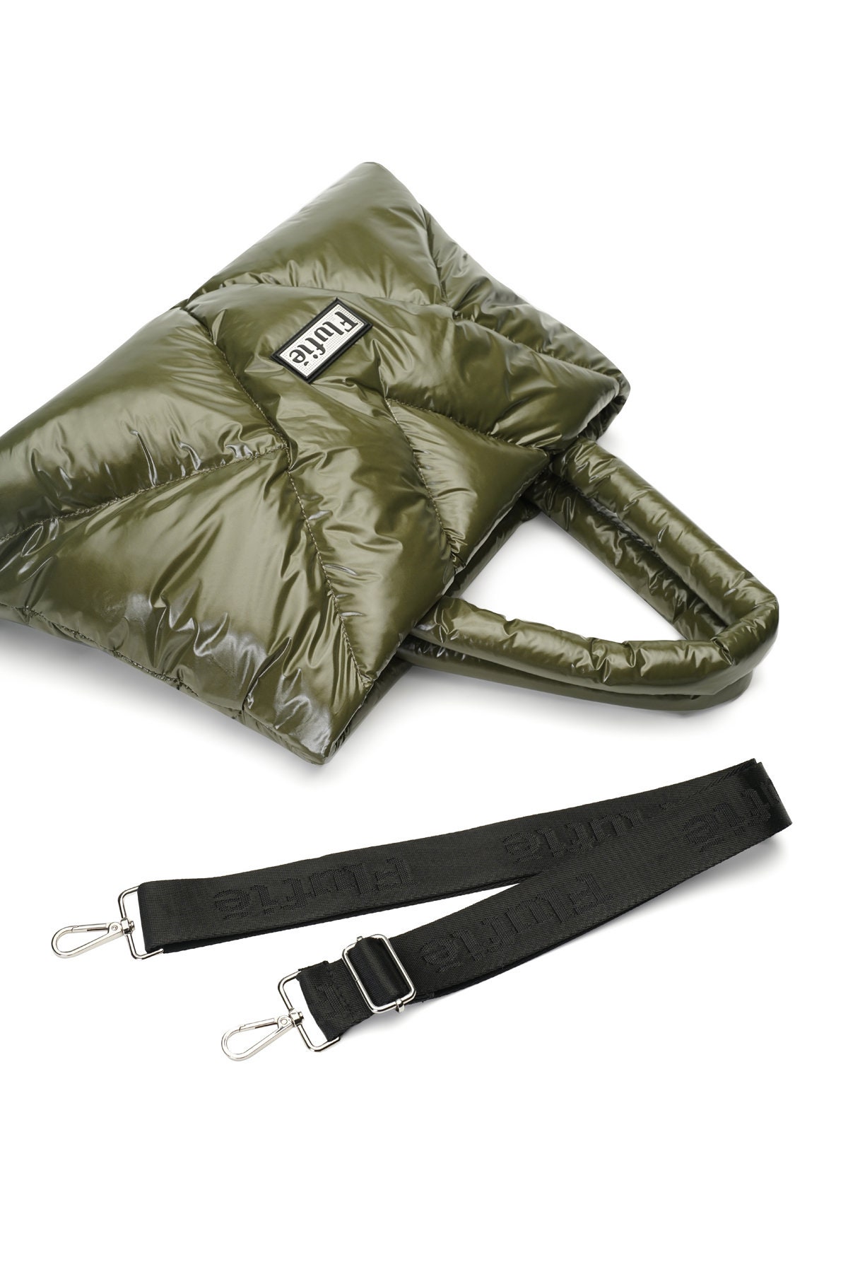 ★TOUT Y EST★ Glossy padding bagGreen ns21 Tote Bags - Custom Nylon Drawstring Bags