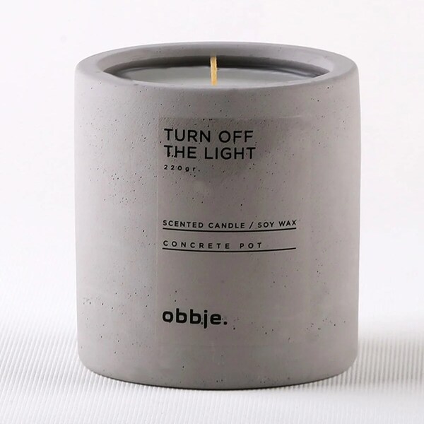 Cocoa and Cream Scented Candle in Concrete Pot, Decorative Candle