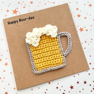 Tarjeta de crochet / Tarjeta / Cerveza / Feliz día de la cerveza / Alcohol / Hecho a mano / Feliz cumpleaños / Tarjeta kraft / A medida / Tarjeta de felicitación