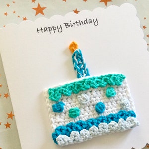 Carte au crochet | Anniversaire | Gâteau | Bougies| Salutation| Carte | Anniversaire | Fait main | Anniversaire de mariage | Maman | Fille | Fils | Papa | Sur mesure
