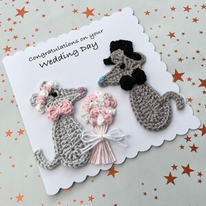 Carte d'anniversaire de mariage au crochet | Souris | Fleurs | Fait main | Souris au crochet | Fiançailles | Mariage | Personnalisé | Sur mesure
