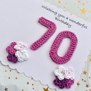 Carte d'anniversaire | crocheter | 18 | 21 | 30 | 40 | 50 | 60 | 70 | 80 | carte |fait main | joyeux anniversaire | fleurs | sur mesure