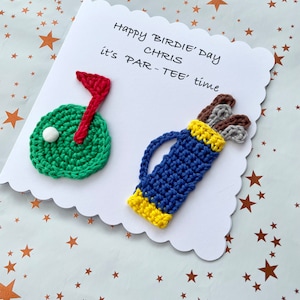 Carte au crochet | Anniversaire | golf |Fête des pères |Anniversaire | Carte | Fait main | crocheté | Personnalisé | Sur mesure | Carte de voeux| normale | tee-shirt