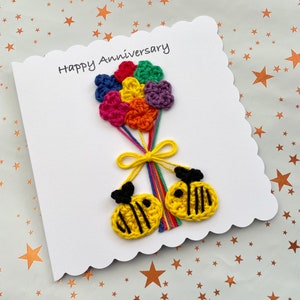 Uncinetto / Api / Anniversario / Personalizzato / biglietto / Fiori / Anniversario / Compleanno / Su misura / Pensando a te / Fatto a mano / bouquet