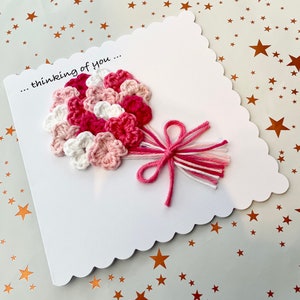 Biglietto all'uncinetto / Festa della mamma / Fatto a mano / Biglietto / Fiori / Bouquet floreale / Compleanno / Anniversario / Moglie / Mamma / Grazie / Su misura