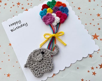 Tarjeta de ganchillo / Cumpleaños / especial /Aniversario / Tarjeta / Flores / Hecho a mano / crocheted / Personalizado / A medida / Tarjeta de felicitación