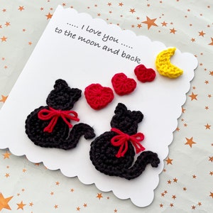 Valentinstag | Mond und Rücken | gehäkelte Katzen | Liebe | Karte |valentine | Herzen| | Maß |Handmade |Liebesherzen | Hochzeitstag