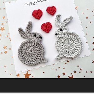 Gehäkelter Hase | Jubiläum |Hochzeitstag | Valentinstag | Karte | Herzen| Geburtstag| Maß |Handmade |Liebesherzen