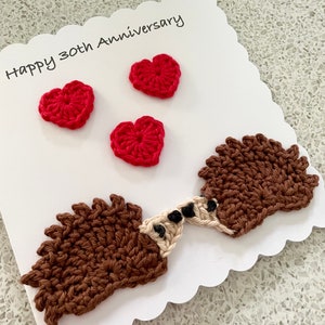 Crochê Hesgehog |Aniversário | Cartão | corações| Aniversário| Aniversário| Personalizado |Pensando em você |Feito à mão | Lovehearts | |