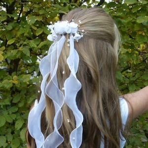 Hair accessories headpiece white for communion dress baptism bride white *17