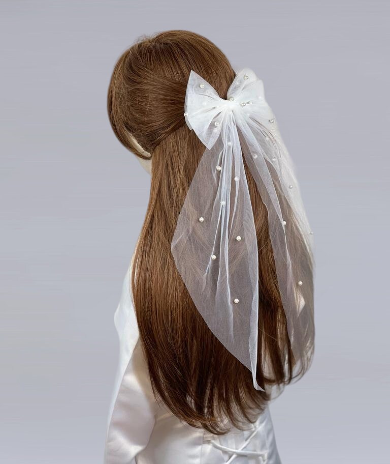 Haarreif Mit Blume & Perlen – Weißer Haarschmuck Für Kommunion, Hochzeit, Brautjungfern (silberfarben)