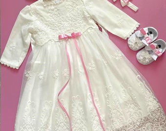 Christening dress baby dress 2 pcs. 62 68 girl dress party dress flower girl