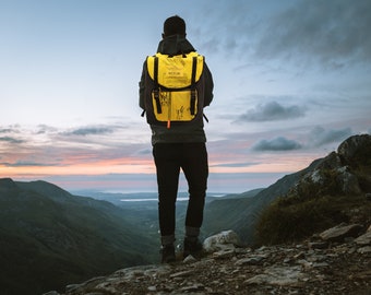 Bag to Life Cargo Backpack made from upcycled aircraft lifejackets