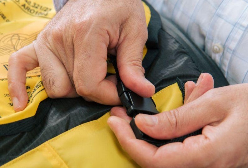 Bag to Life Cargo Backpack made from upcycled aircraft lifejackets image 6