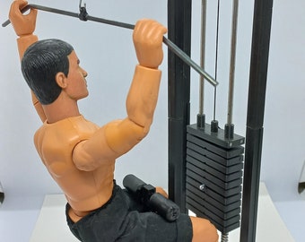 Working!!! 1/6 Scale Lat Pulldown machine Gym Equipment Set, Dollhouse Furniture Active,Fitness gift